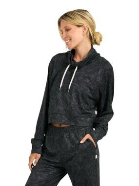 Vuori Halo Crop Funnel Neck Top Women’s XS Charcoal Tortoise‎